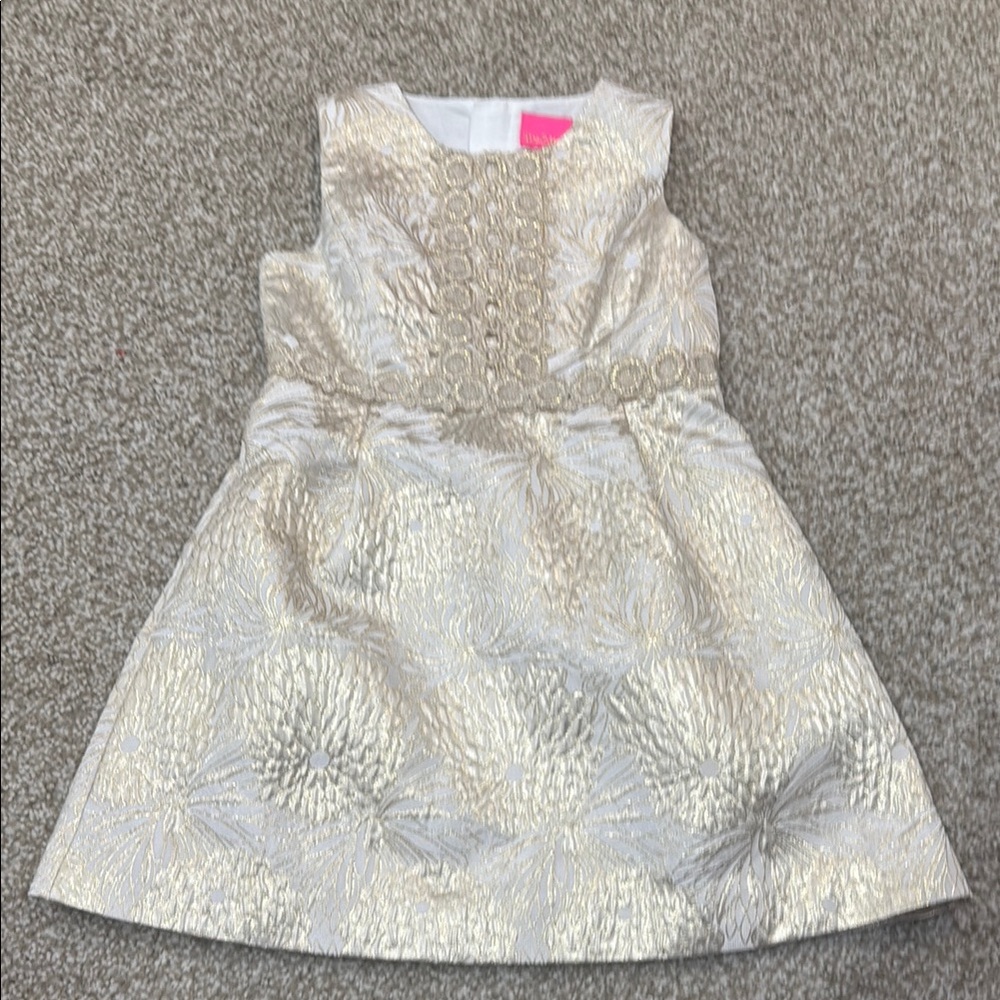 Lilly Pulitzer Silver A-Line Pleated Dress